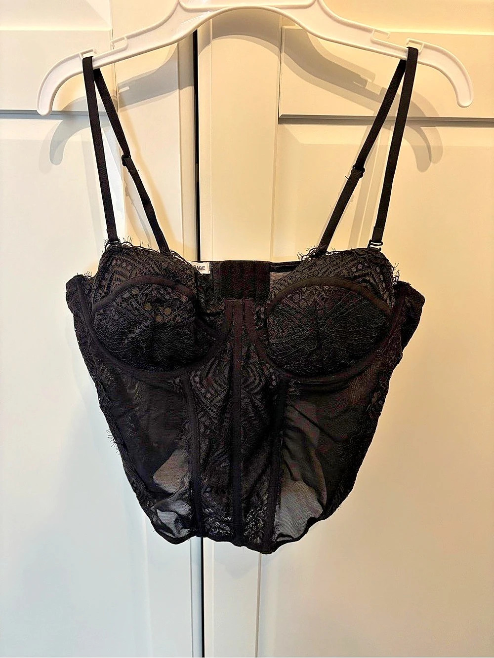 Garage Sabrina Sheer Lace Corset Top Black Medium